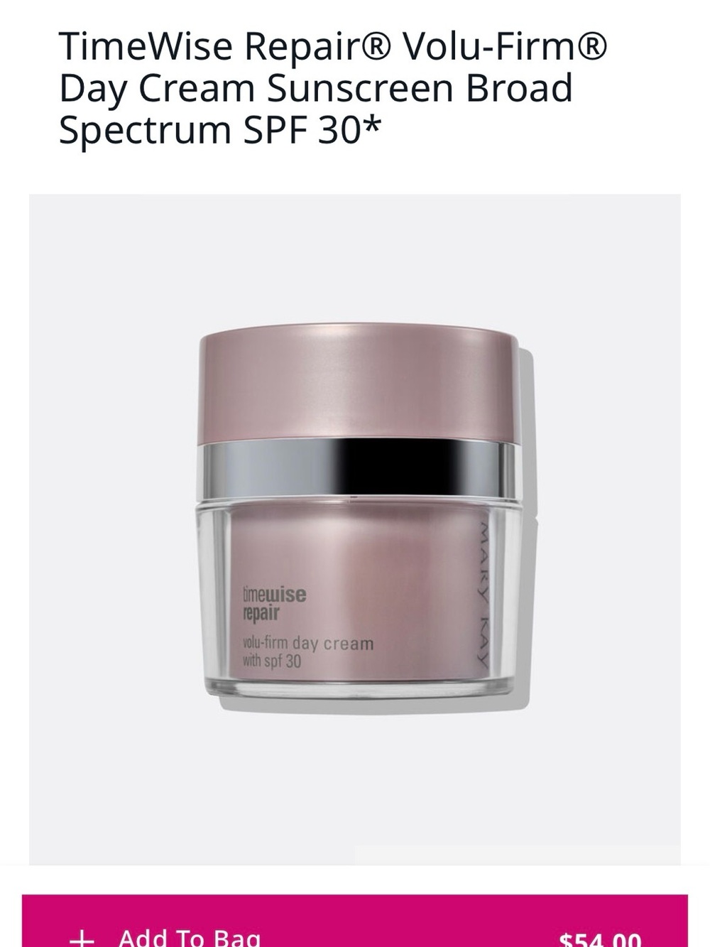 Mary Kay Volu-Firm Day Cream Jar — Rose Metallic